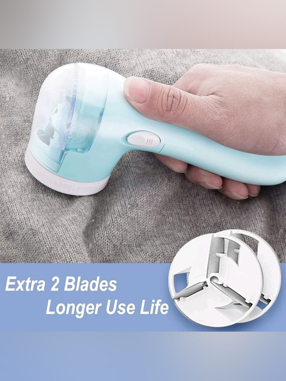 Brand New Hand Held Lint Remover In Light Aqua Blue - Picture 3 of 5